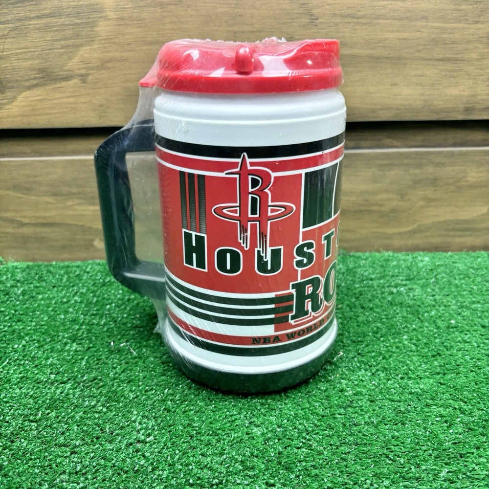 Vintage Houston Rockets NBA Travel Mug 24 oz Cup with Lid Whirley‎